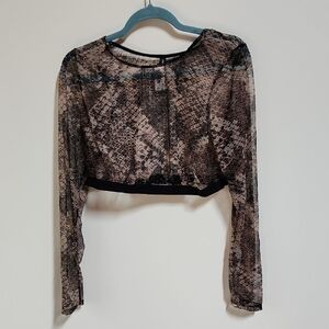 Torrid Snake Print Sheer Long Sleeve Crop Top